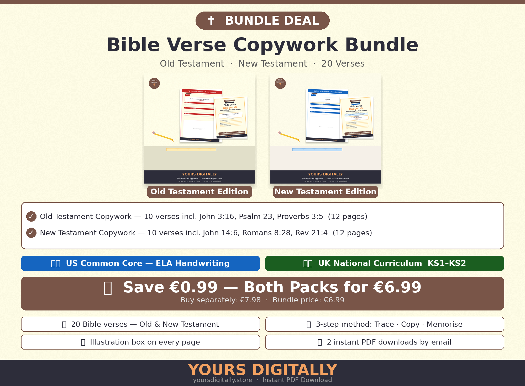Bible Verse Copywork Bundle — Old &amp; New Testament PDF
