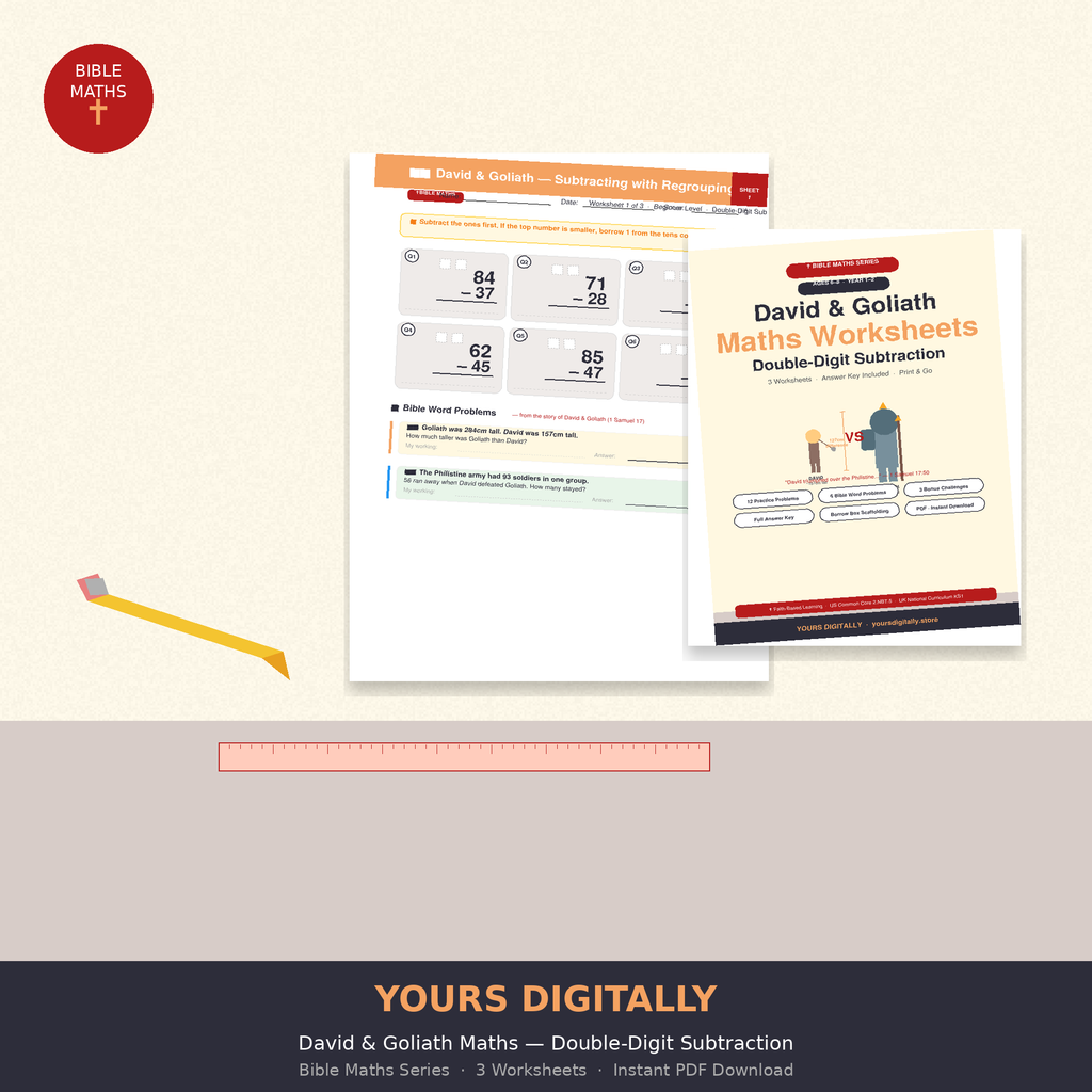 David & Goliath Maths Worksheets — Double-Digit Subtraction PDF